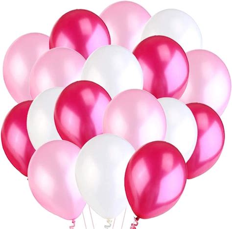 50 Ballons Rose Blanc Fuchsia Ballons De Baudruche Rose Perlé Nacré