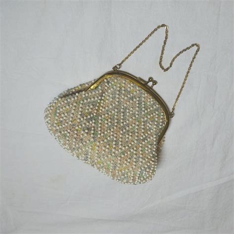 1950s Vintage Corde Bead Purse By Lumured Pastel White Etsy