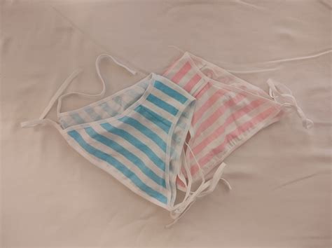 Cosplay Panties Tie Side Sting Bikini In Blue And White Or Pink And White Etsy