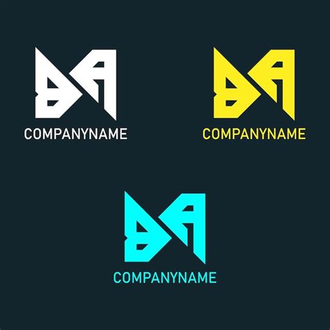 Diseño de logotipo de letra ba con tres colores Vector Premium