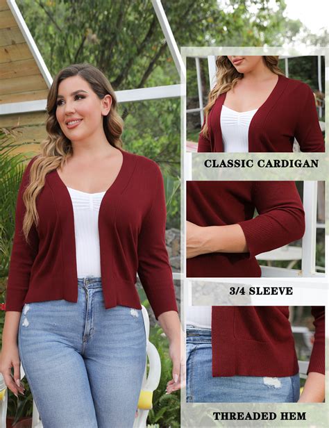 A Jesdani Womens Cropped Cardigans Sweaters 3 4 Sleeve Open Front Short