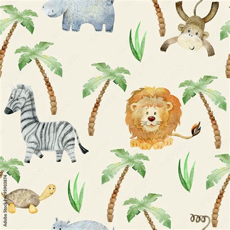 Watercolor safari animals. Stock Illustration | Adobe Stock