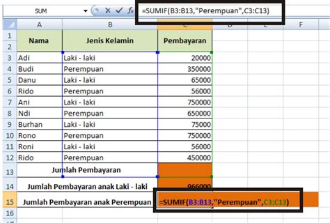 19 Contoh Rumus Sumif Dalam Excel