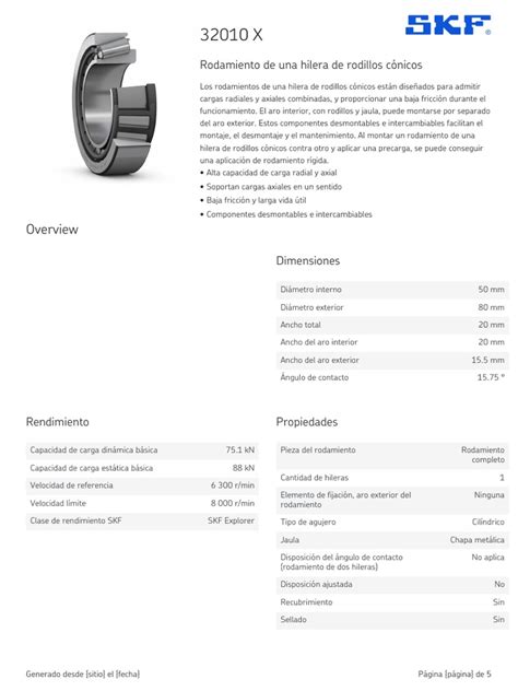 SKF 32010 X Specification | PDF