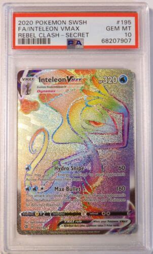 Inteleon VMAX 2020 Pokemon Rebel Clash 195 192 Secret Full Art PSA 10