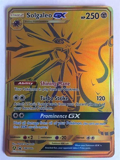 Solgaleo Gx Sm A Gold Full Art Promo Card Sm Hidden Fates