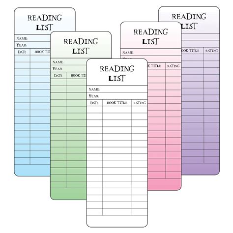 Printable Bookmark Template Reading List Bookmark Library Card Bookmark