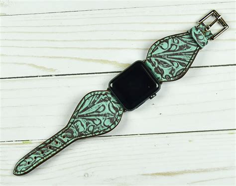 Leather Watch Bandturquoise Floral Print Hadlock Designs