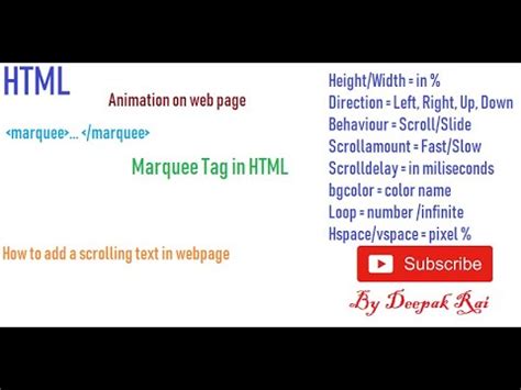 Marquee Tag In HTML YouTube