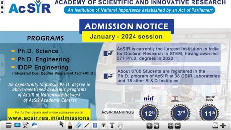 Acsir January Phd Admission Application Form Is Live Now Detail