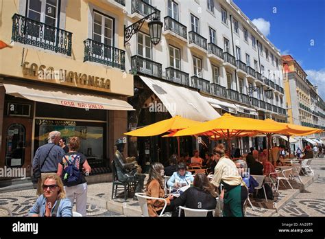 Portugal Lisbon Chiado Rua Garrett Cafe Brasileira Stock Photo