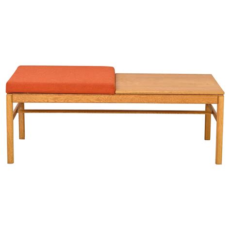 Coralia Bench Seat Collection In Wood With Upholstered Leather For Sale