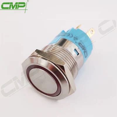 Cmp Metal Illuminated No Nc Mm Latching Dpdt Push Button Switch