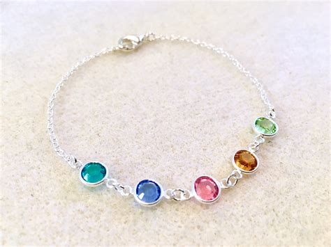 Personalized Birthstone Bracelet Or Anklet Mothers Bracelets Etsy