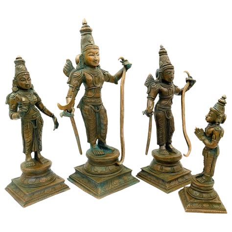 Bhunes Bronze Ram Darbar Set Panchadhatu Idols Of Ram Sita Laxman