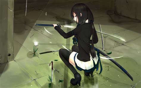 1920x1200 Anime Katana Weapon Sword Anime Girls Thigh Highs Original