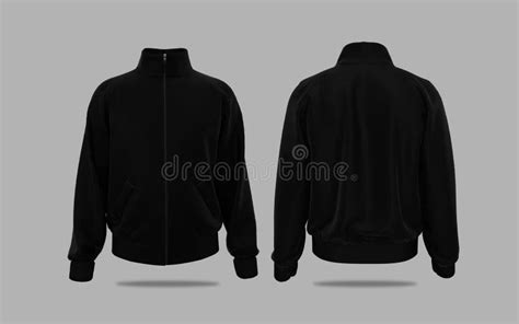 Black Tracksuit Top Jacket Mockup Stock Illustration Illustration Of