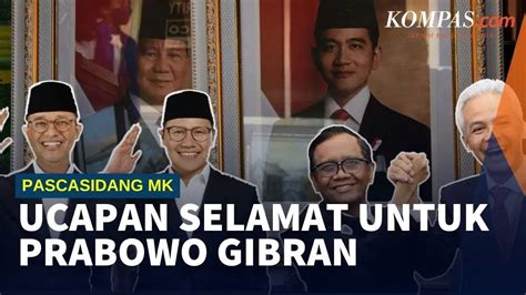 Terima Putusan Mk Anies Muhaimin Dan Ganjar Mahfud Ucapkan Selamat Ke