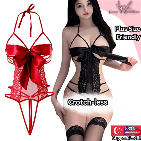 L L Lingerie Women Sexy Teddy Erotic Kinky Open Crotch Bow One Piece Bodysuit For Sex