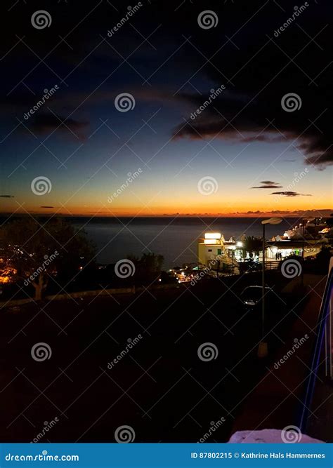 Gran Canaria by night stock image. Image of sunrise, night - 87802215