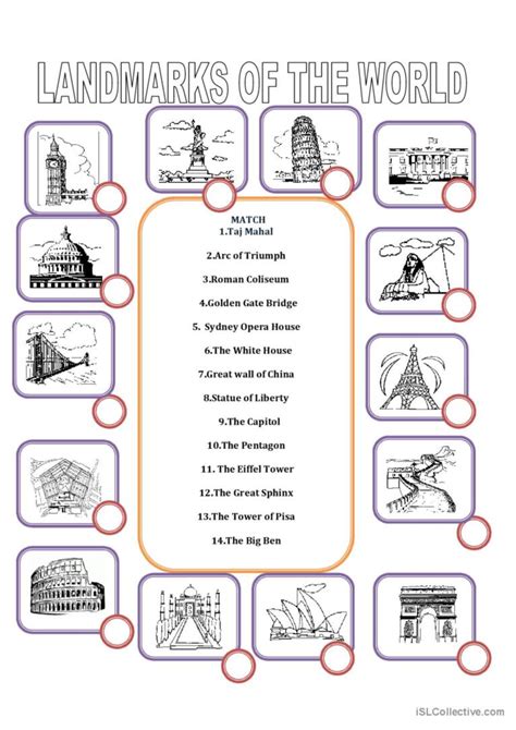 LANDMARKS OF THE WORLD English ESL Worksheets Pdf Doc Worksheets