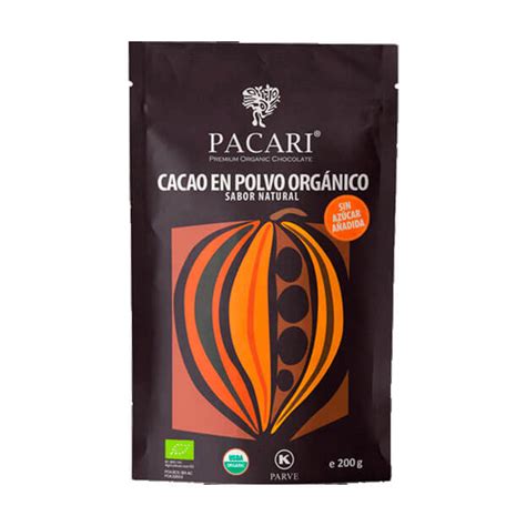 Polvo de cacao 100 sin azúcar 200 g Pacari Ecoasis