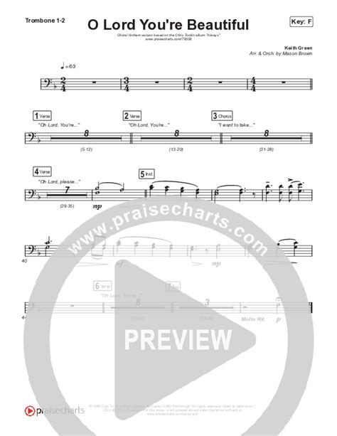 O Lord You Re Beautiful Choral Anthem Satb Trombone Sheet Music Pdf