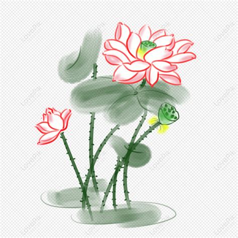 Hand Painted Chinese Ink Lotus Leaf Lotus Leaf Png Free Material Hand