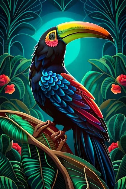 Premium AI Image | A colorful painting of a toucan with a colorful ...