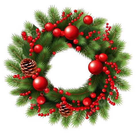 Christmas Wreath Decoration Green Pine Leaf With Red Ball Arbol