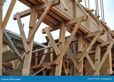 Timber Support For Timber Beam Formwork Stock Image Image Of