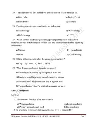 Mcq Of Environment For Public Health PDF