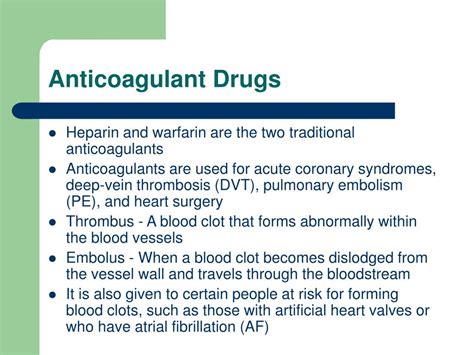 Anticoagulant Medications To complete the information you can sequel ...