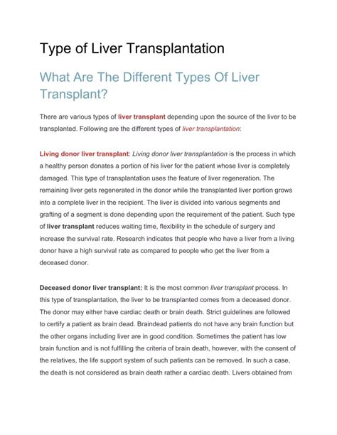 Ppt Type Of Liver Transplantation Powerpoint Presentation Free Download Id 10422566