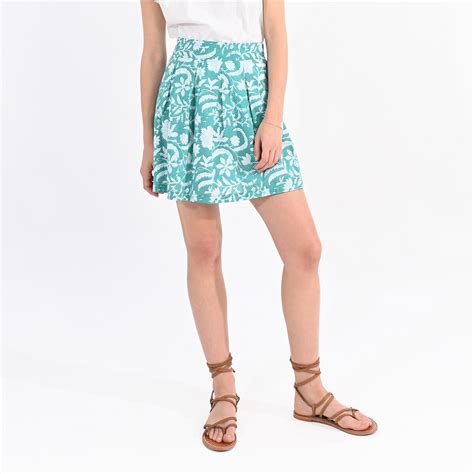 Jupe courte imprimé fleuri turquoise Molly Bracken La Redoute