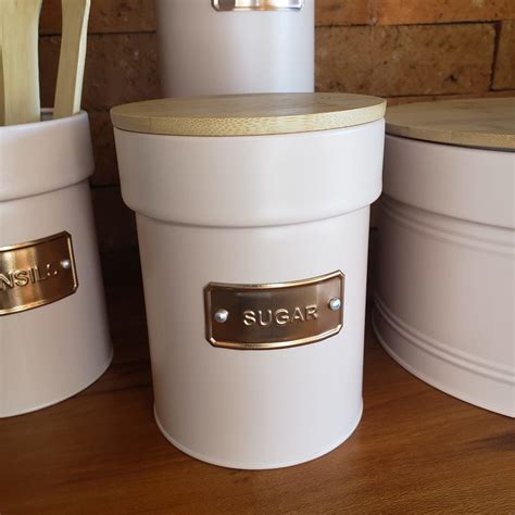 Conjunto de Latas Mantimentos Nude Rosê 4 Peças Elo7