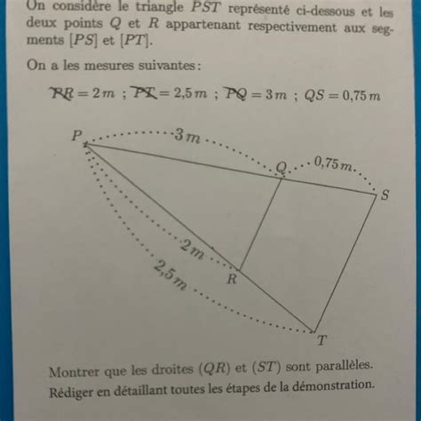 On Consid Re Le Triangle Pst Repr Sent Ci Dessous Et Les Deux Points Q