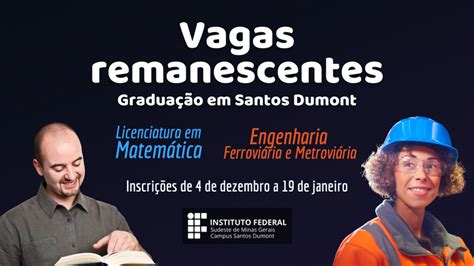 IF Sudeste MG abre inscrições gratuitas para vagas remanescentes em