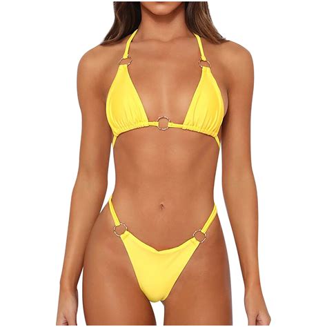 Quyuon Women Bikini Sets Two Piece High Cut Swinsuit Athletic Swimsuits