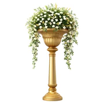 Wedding Decorative Pillar Design, Jasmines Flowers Pot, Golden Texture ...