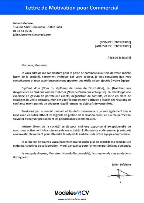 Lettre De Motivation Pour Un Commercial Exemple Gratuit