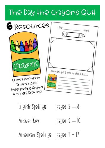 The Day the Crayons Quit Activities | Teaching Resources