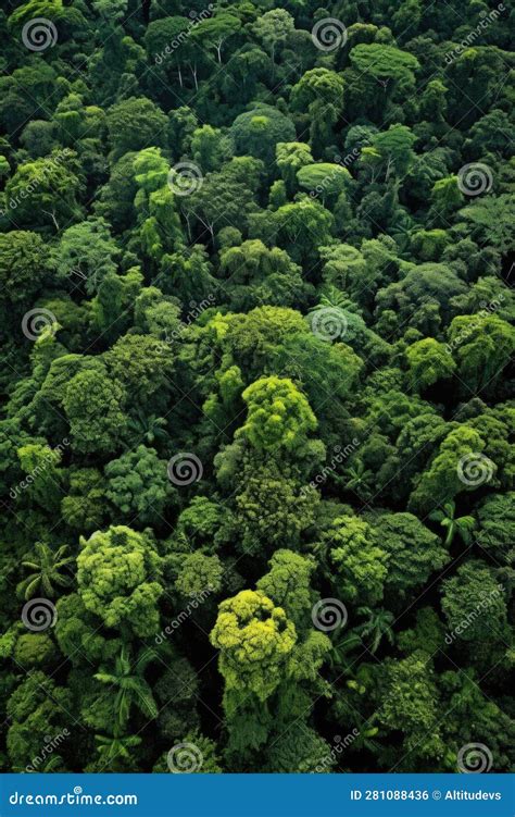 Aerial View Of A Dense Green Forest Canopy Stock Illustration