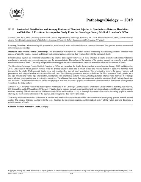 (PDF) Anatomical Distribution and Autopsy Features of Gunshot Injuries to Discriminate Between ...