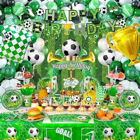 Soccer Birthday Party Decorations Including Tableware Banner Backdrop Balloons