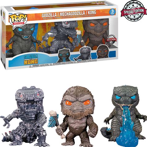 Funko Pop Godzilla Vs Kong Exclusive Godzilla Mechagodzilla Kong 3 Pack Atacado