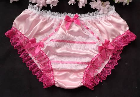 Baby Pink Satin Sissy Panties Girly Bikini Style Knickers Lace