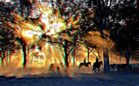 3d Two Western Pictures You Will Need Pair Of Anaglyph Glasses To