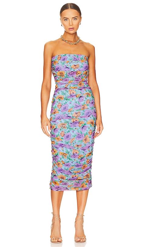 Veronica Beard Quiana Strapless Floral Bodycon Dress In Lake Blue Multi