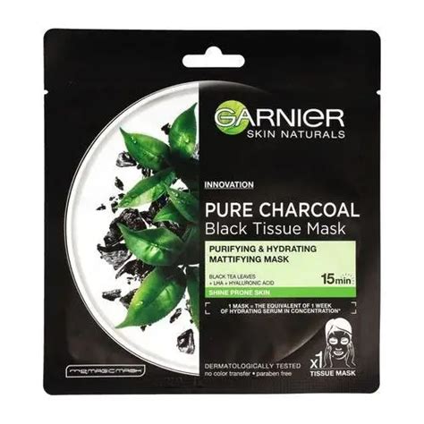 Garnier Skin Naturals Pure Charcoal Maska W P Acie Black Tissue